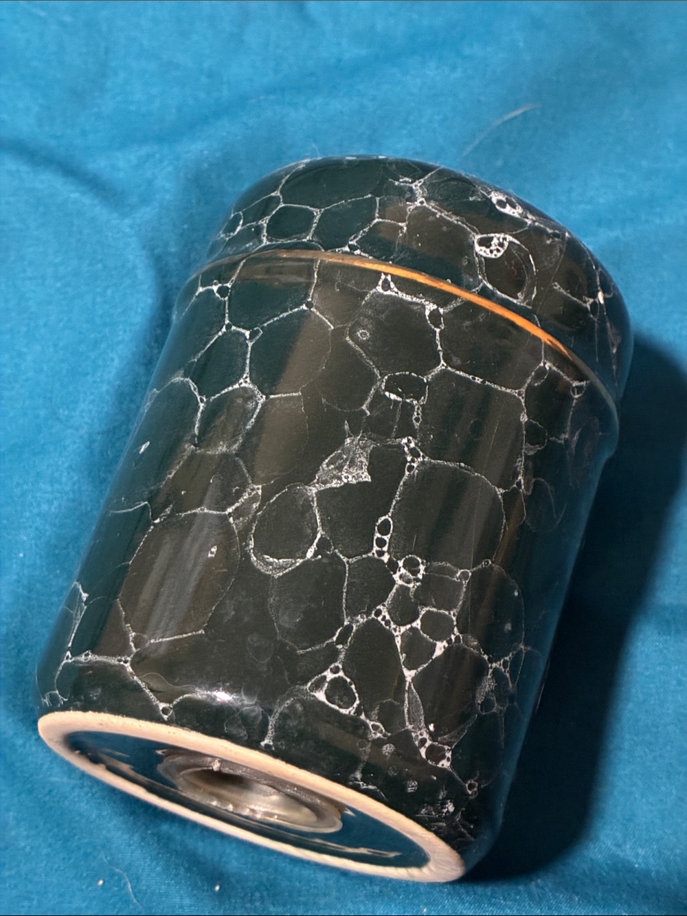 Vintage Dark Green Marble Pattern Toothbrush Holder with Gold Accent - Picture 5 of 6